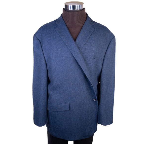 Jos A Bank 1905 Solid Blue Sz 52R/S Sport Coat Jacket Blazer Two Button Wool - Picture 2 of 13